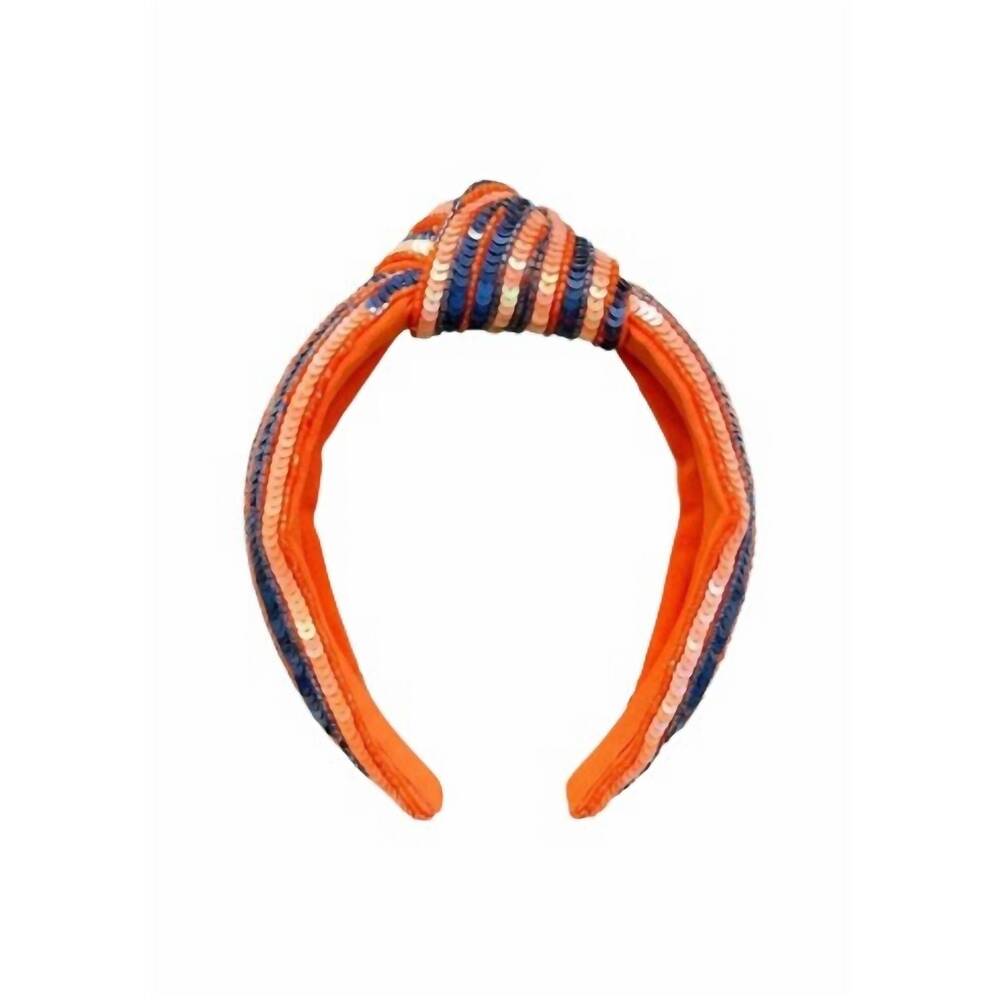 NEW PREP OBSESSED women's sequin headband in navy blue & orange